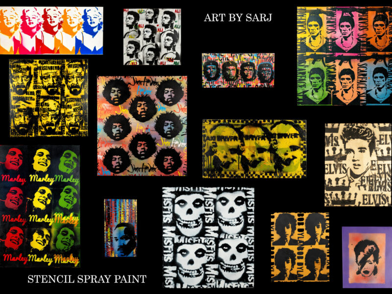 Art United Resident Artist Stencil Bright Spray Colour Sample Collection Art By Sarj Collectionsarj Collection Stencil 